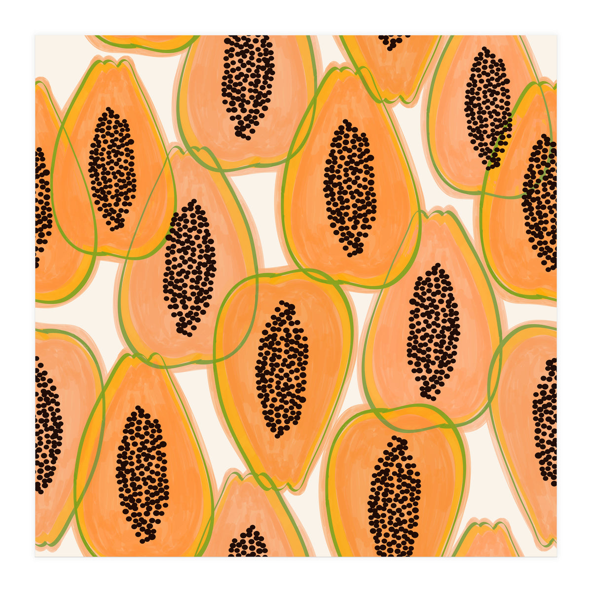 Papaya Cravings | Pastel Watercolor Tropical Fruit Food Painting | Juicy Sweet Illustration (Print Only)