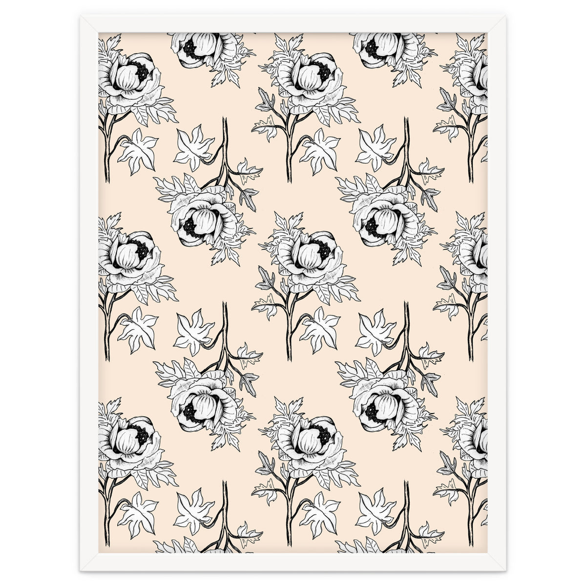 Drawing pattern of roses to pencil on beige