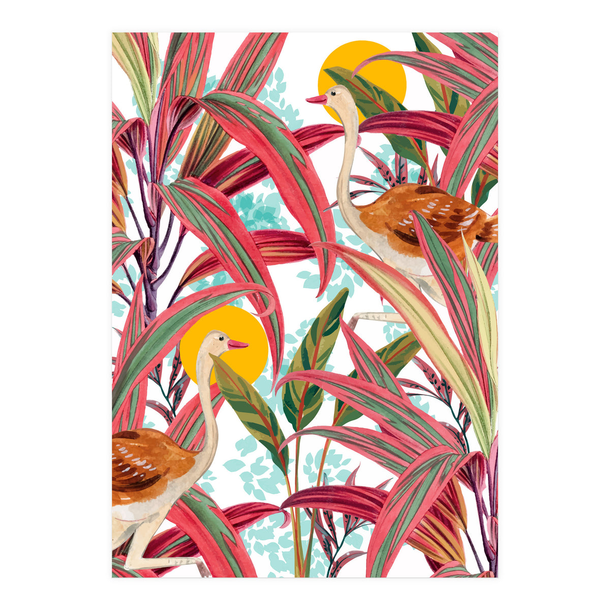 Faith Is The Bird That Feels The Light When The Dawn Is Still Dark, Vintage Botanical Nature Painting Jungle (Print Only)