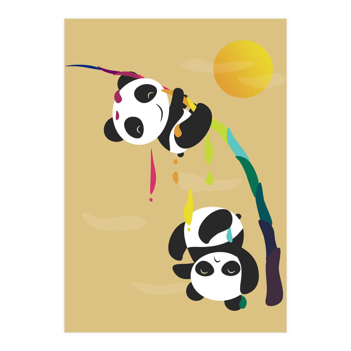 Pandas meet a strange rainbow (Print Only)