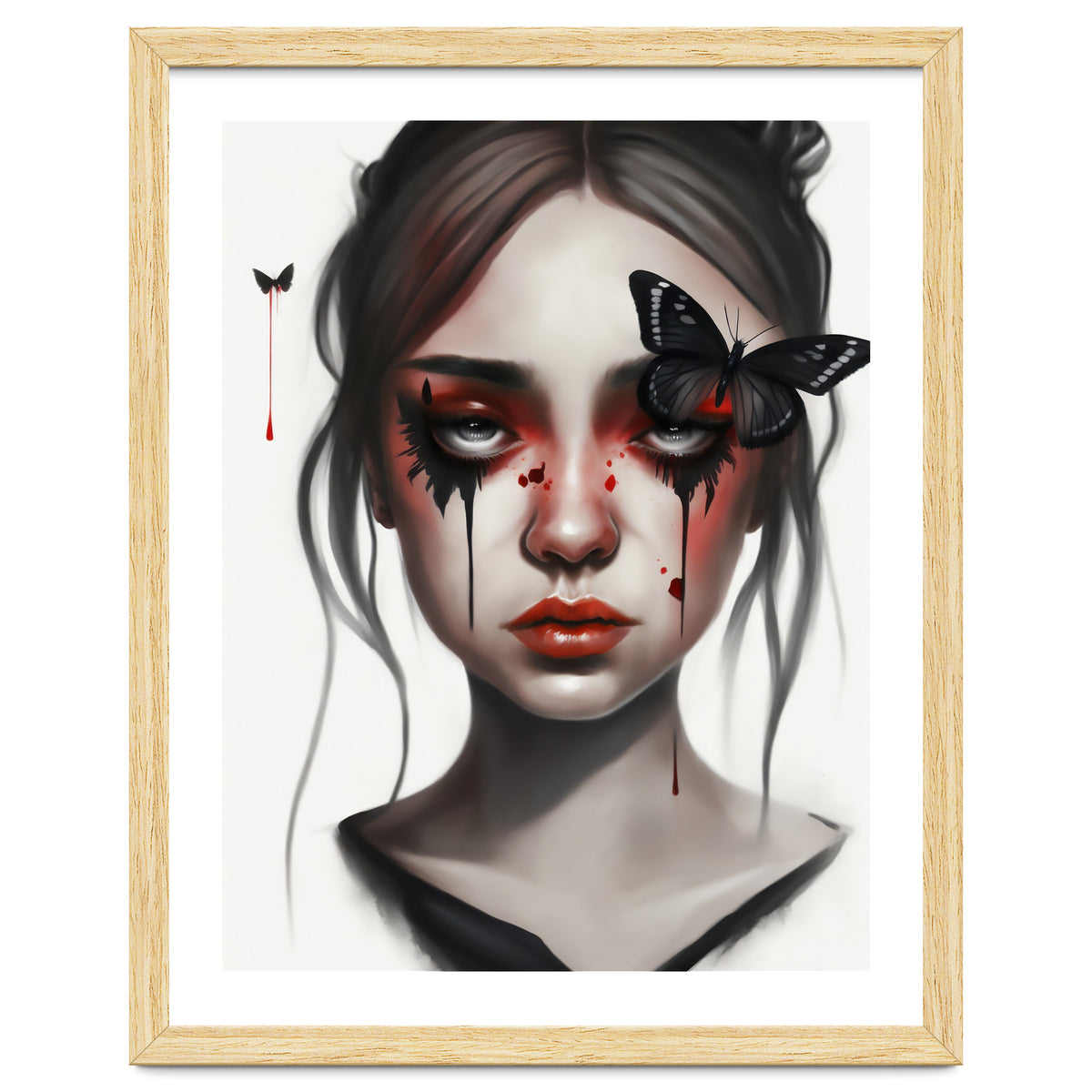 Goth Girl With Butterflies Portrait