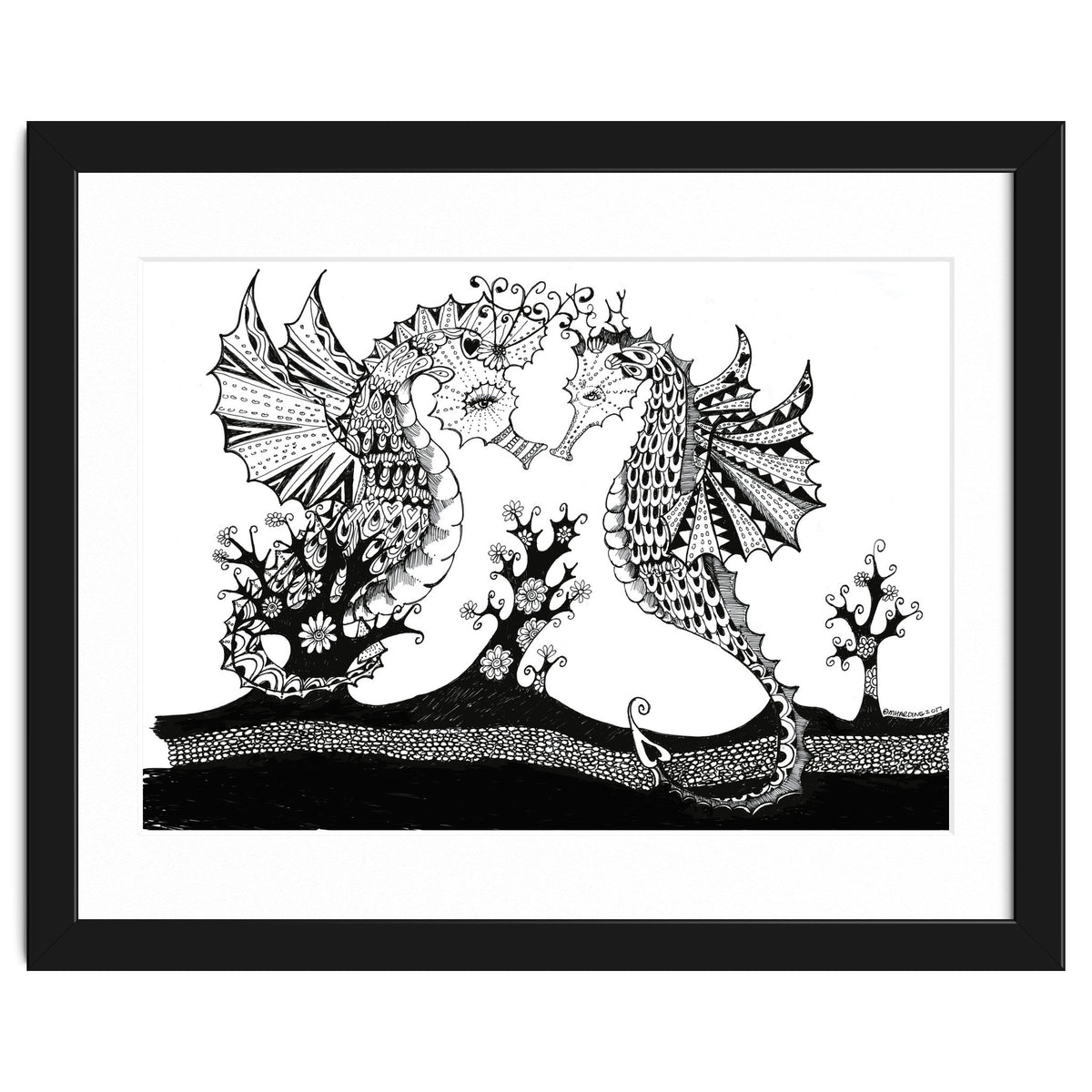 Seahorse Dragons Love Illustration