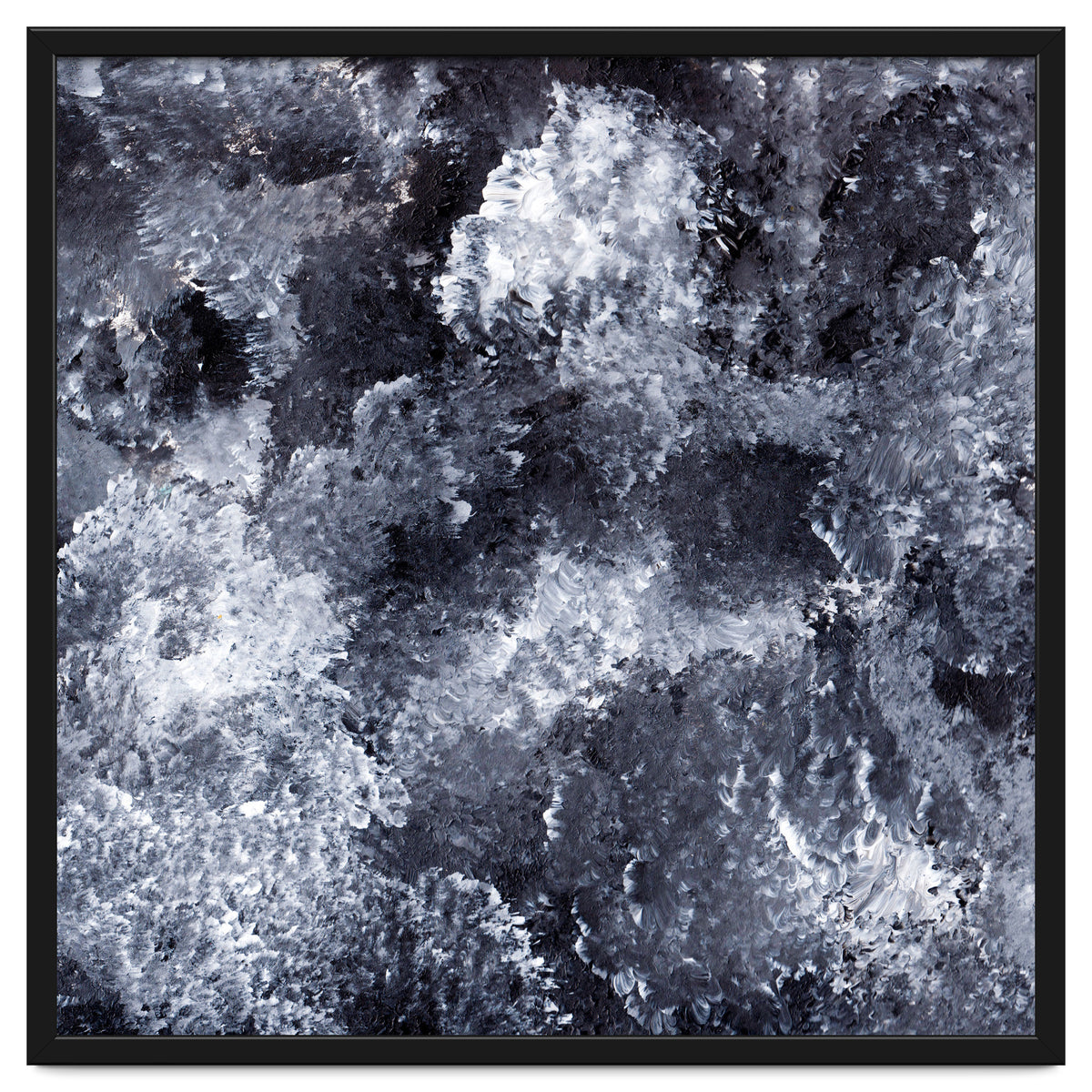 Modern Black White Acrylic Paint Brushstroke Ocean Waves