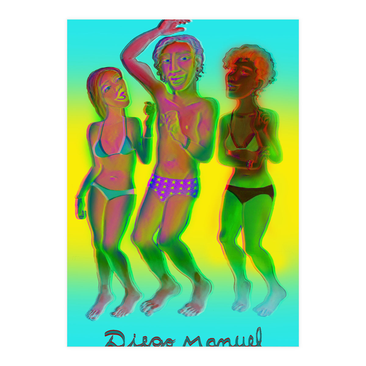 Bailando En La Playa 10 3d 3 (Print Only)