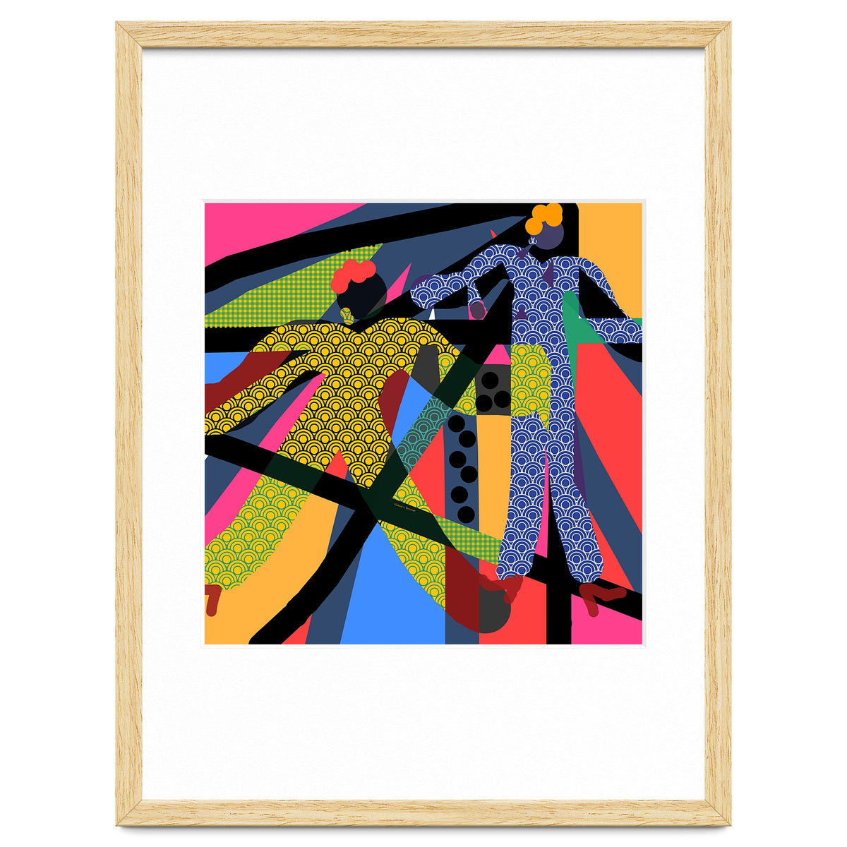 LADIES WEARING YELLOW AND BLUE PATTERNS