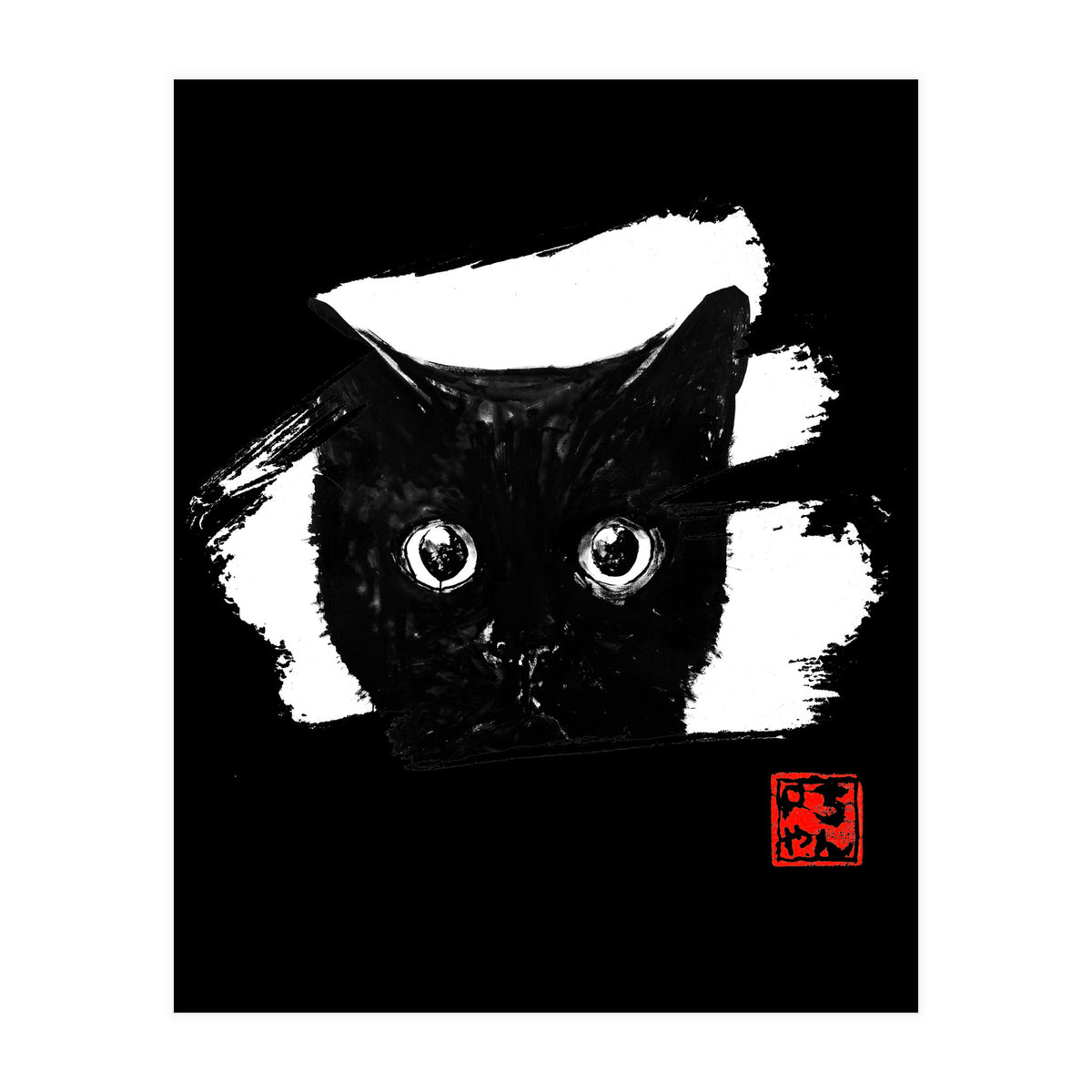 cat face in white (Print Only)