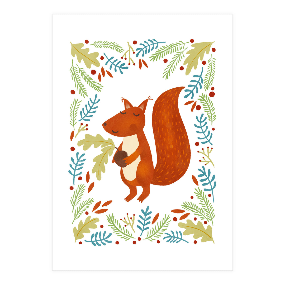 Squirrel With Acorn (Print Only)