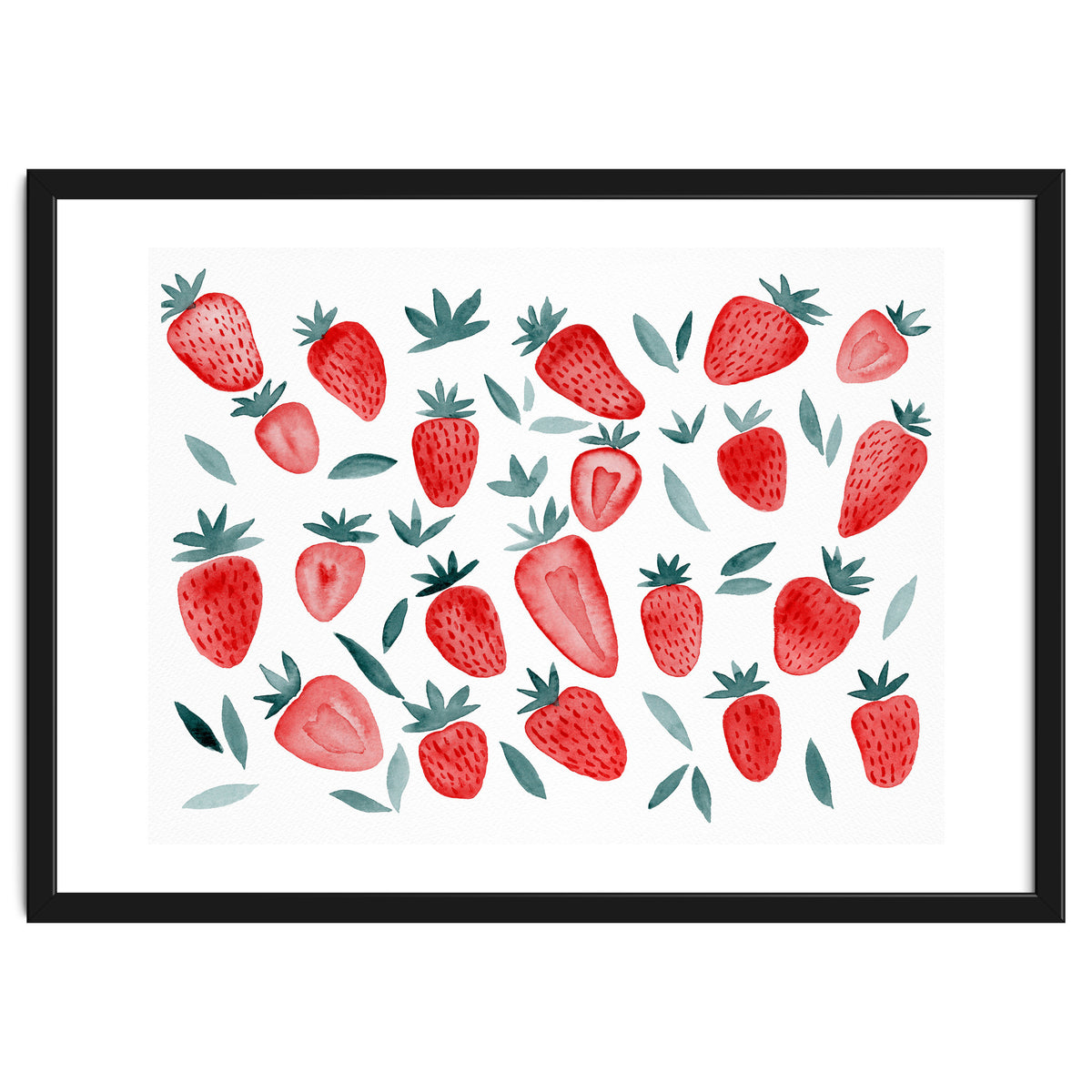 Strawberries - red and teal