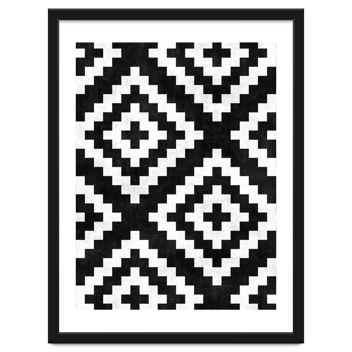 Urban Tribal Pattern No.17 - Aztec - Black and White Concrete