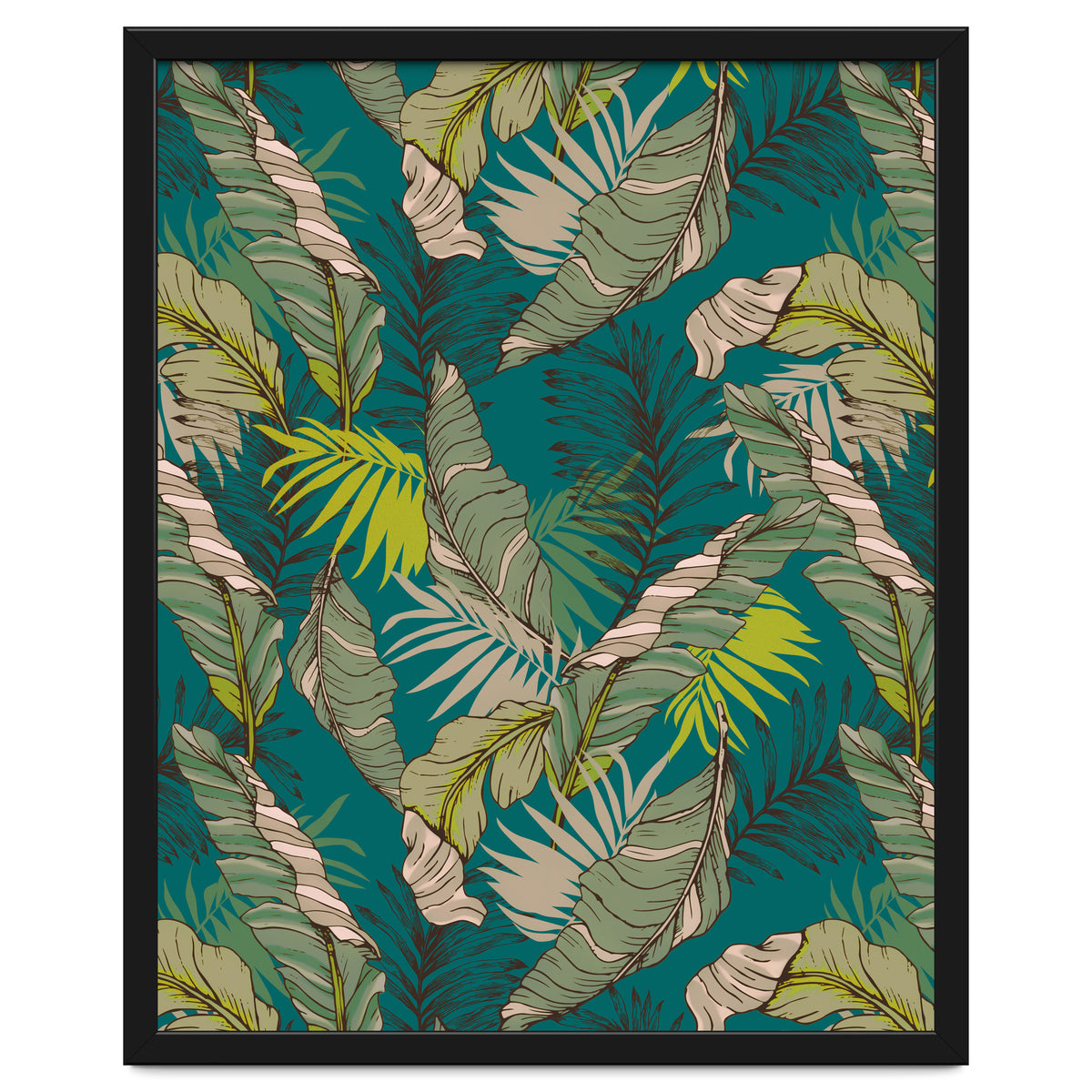 Drawing of wild tropical jungle