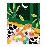 Eclectic Moon Lover | Modern Bohemian Quirky Woman Fashion | Color Pop Dreamer Illustration (Print Only) thumbnail