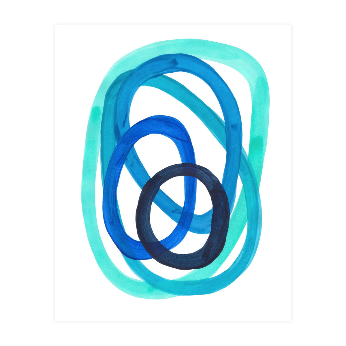 Marine Blues Blue Teal Turquoise Navy Blue Nesting Circles (Print Only)