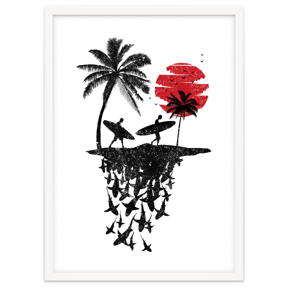 Surfer island sharks