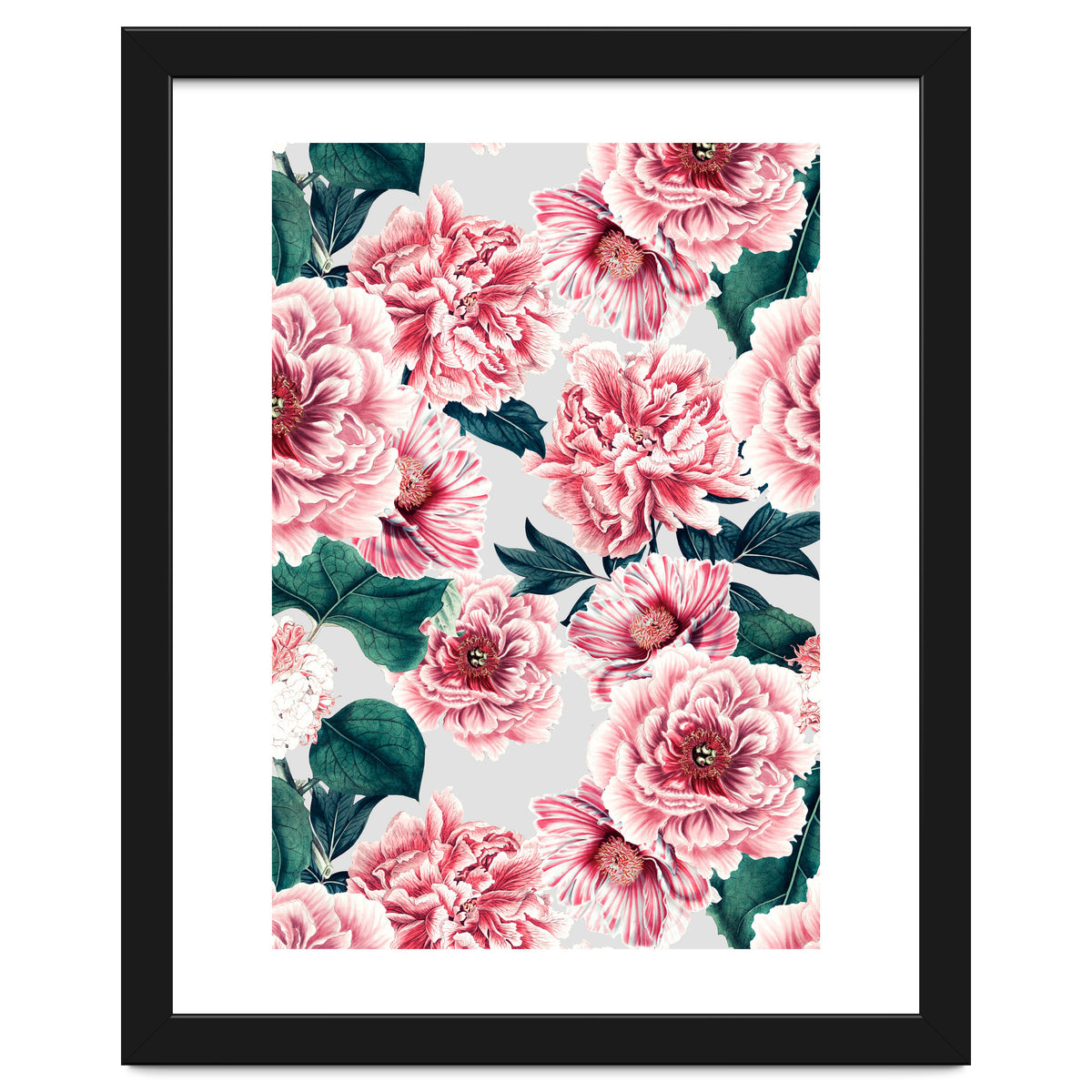 Pattern pink vintage peonies