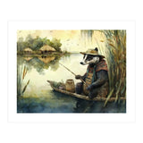 Badger Fishing Watercolor Painting (Print Only) thumbnail