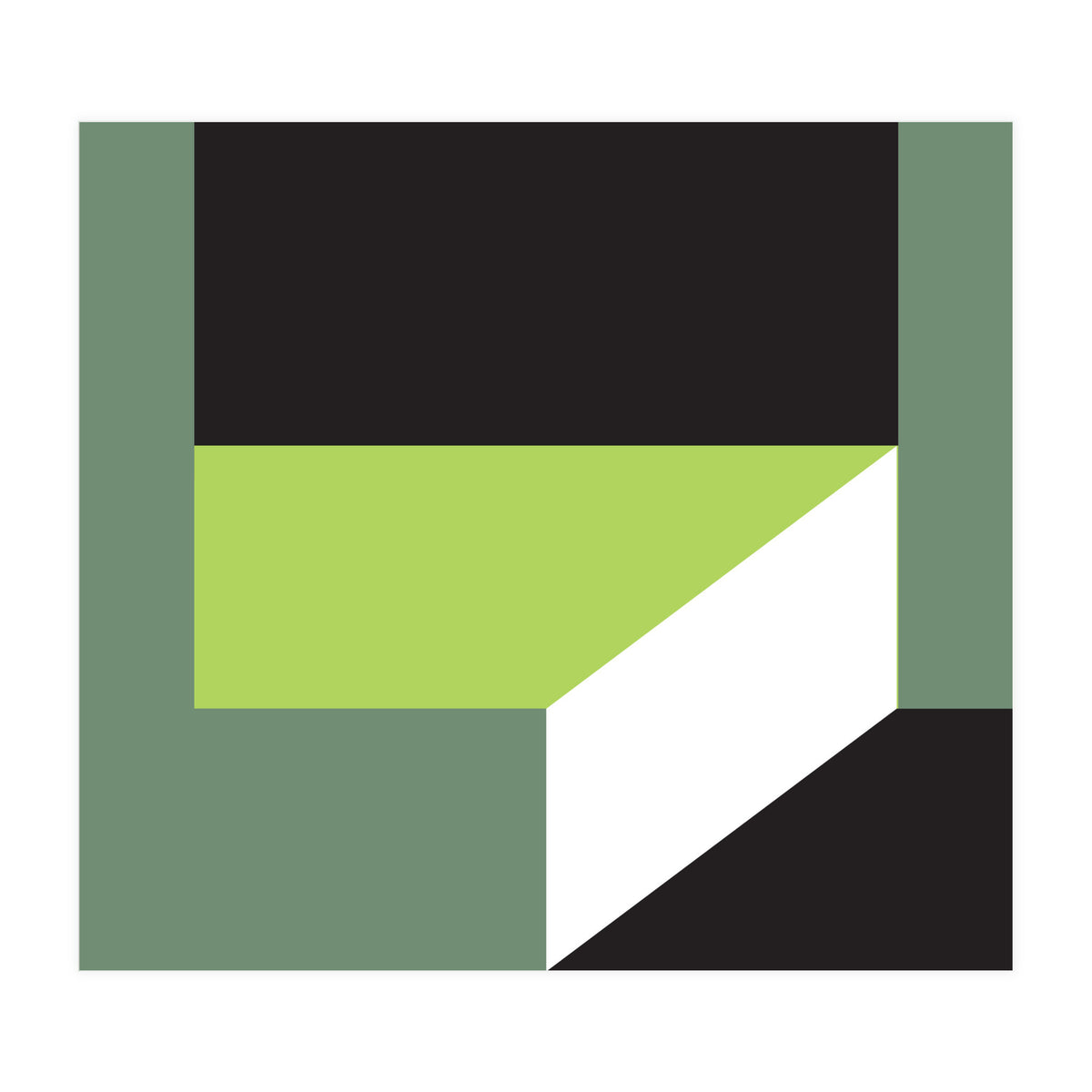 Geometric Shapes No. 83 - lime & grey (Print Only)