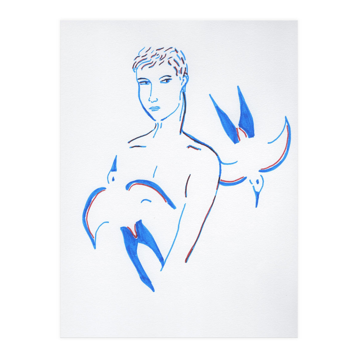 Boy with blue birds (Print Only)