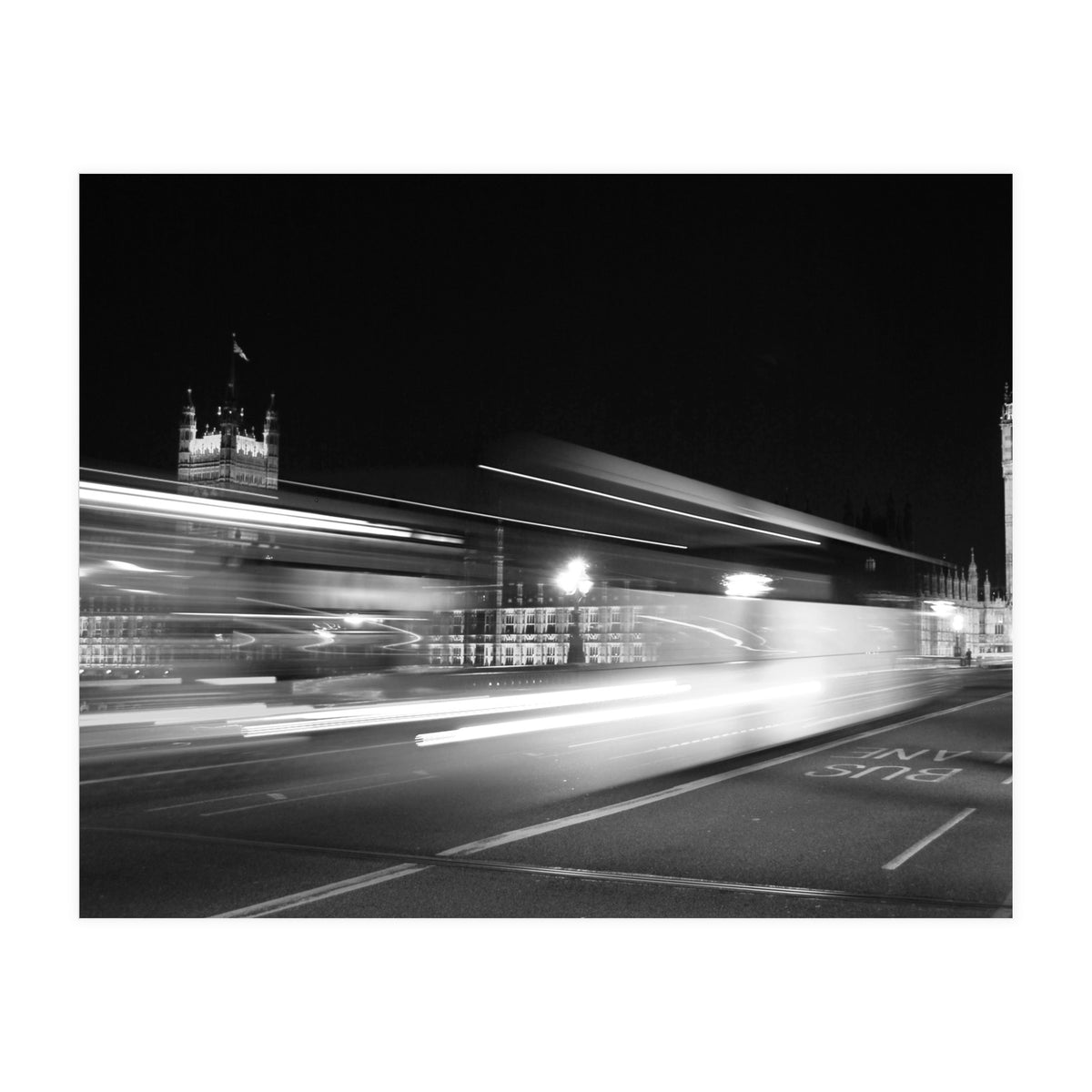 Big Ben At Night - black and white (Print Only)