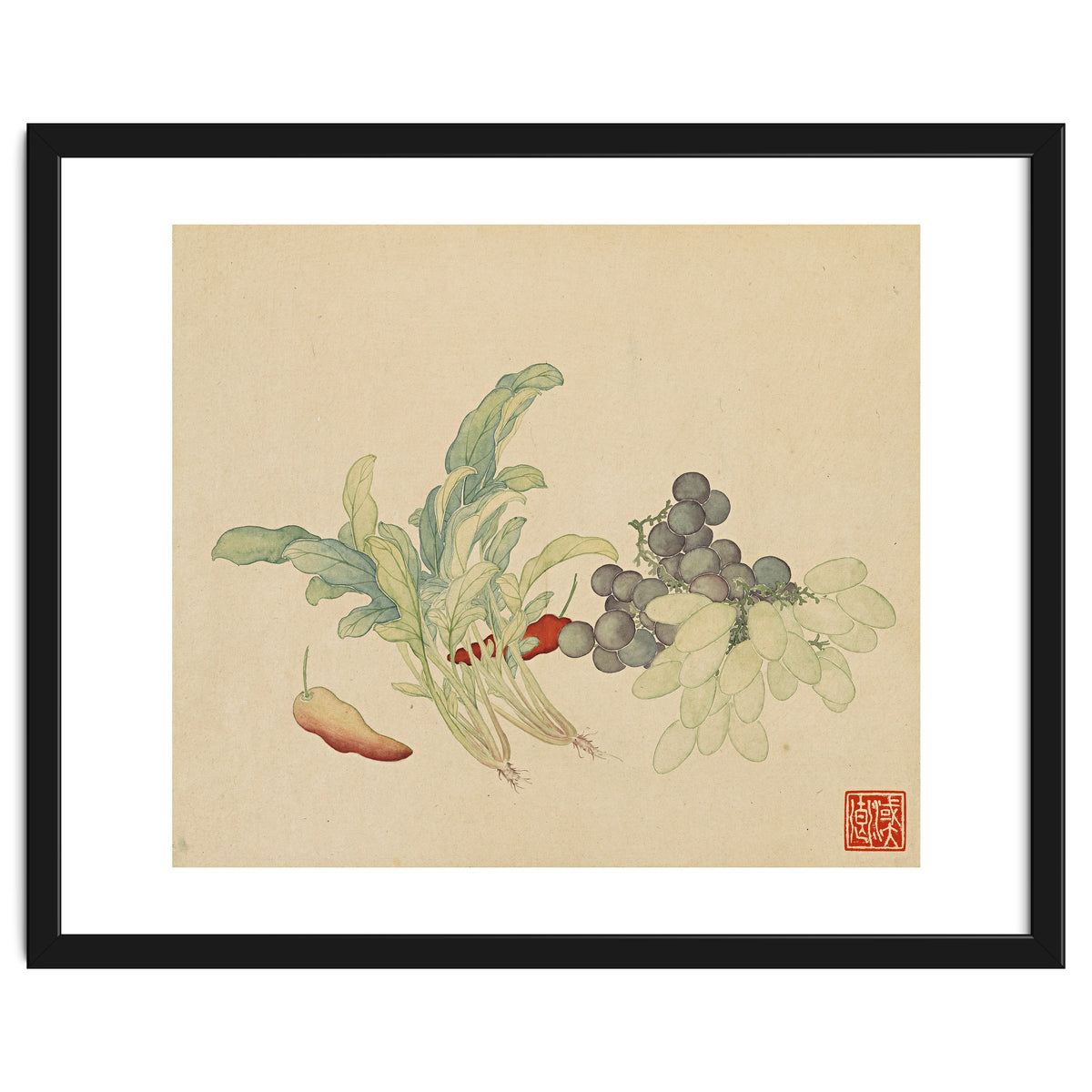 Wang Chengyu ~ Flowers And Vegetables, Vegetables, Fruits, Peppers, Millet Hot, Grapes, Spinach