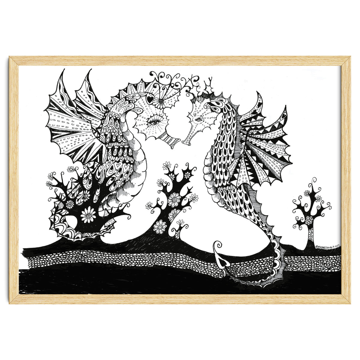 Seahorse Dragons Love Illustration