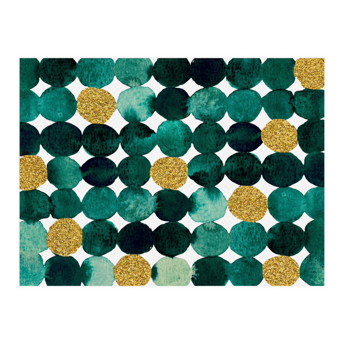 Dots pattern - emerald green and gold (Print Only)