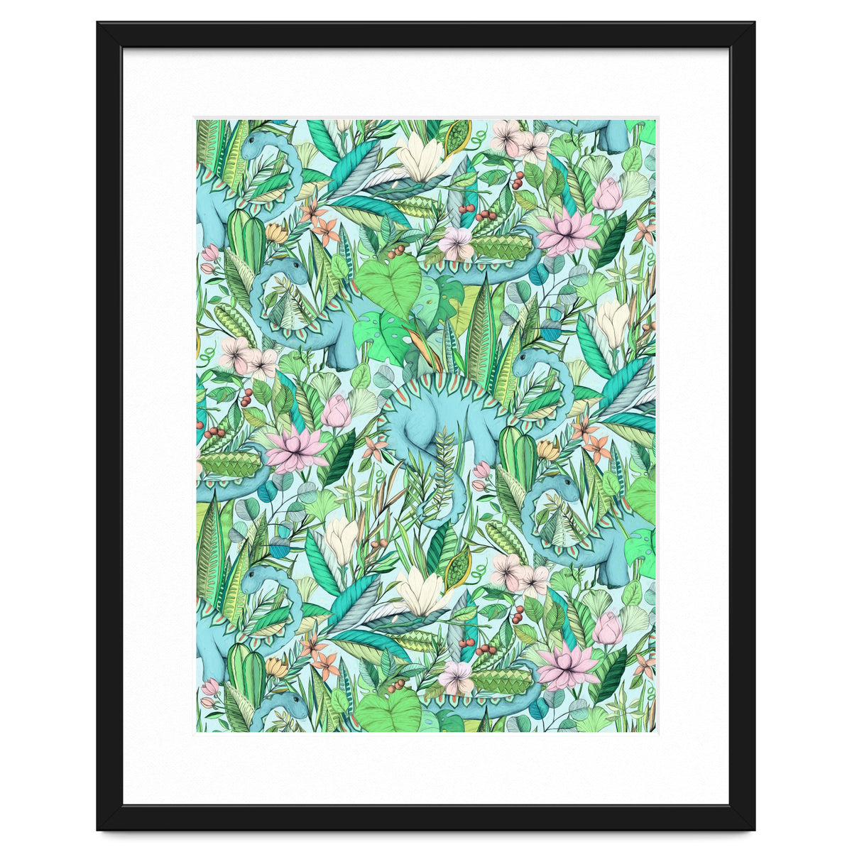 Improbable Botanical with Dinosaurs - soft pastels