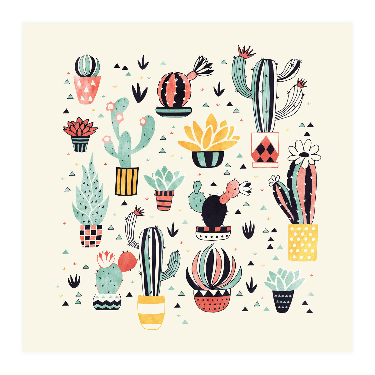 Cactus In A Flower Pot (Print Only)