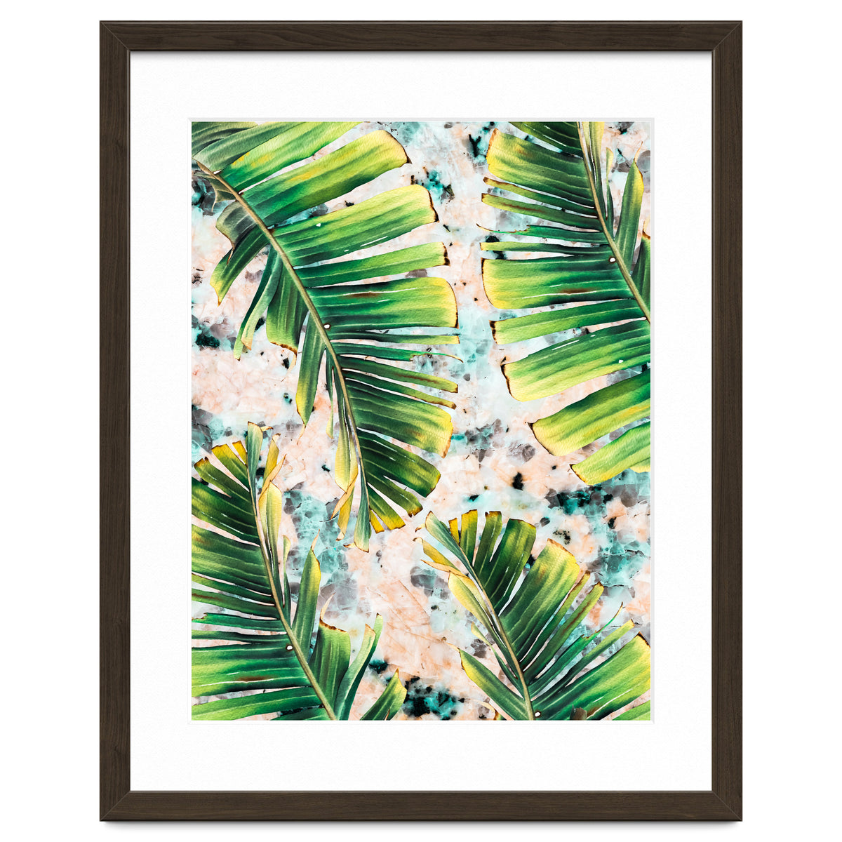 Palm leaf on marble 02