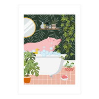 Pig Taking a Bubble Bath (Print Only)