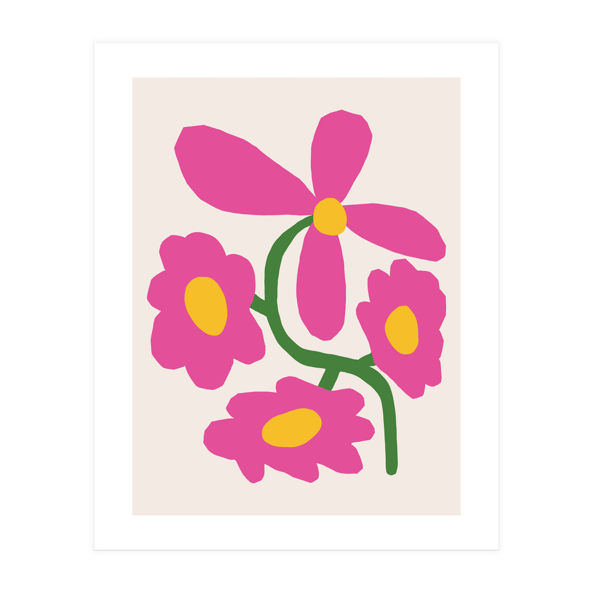 Pink Retro Cut Out Flower (Print Only)