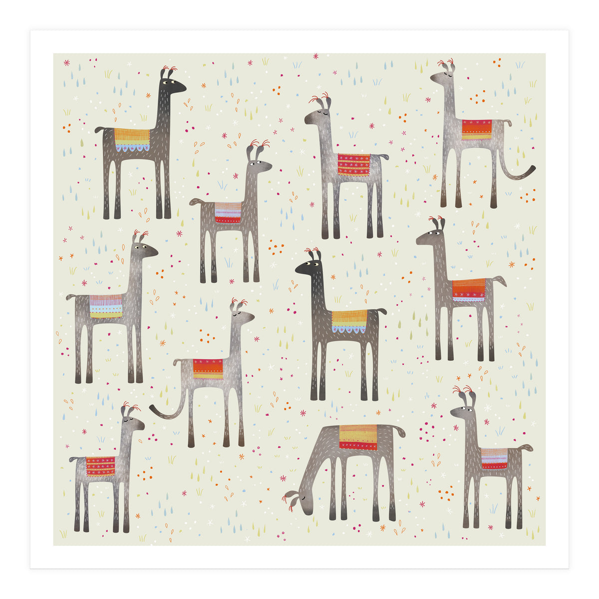 Llamas in a Meadow (Print Only)
