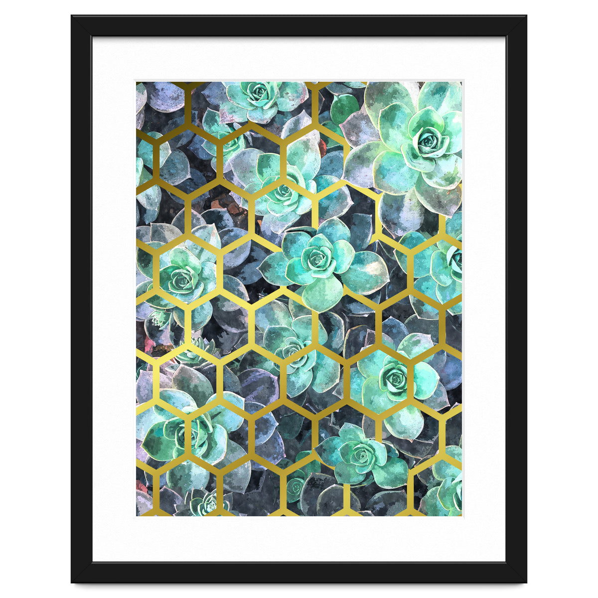 Succulents and Gold Geometric