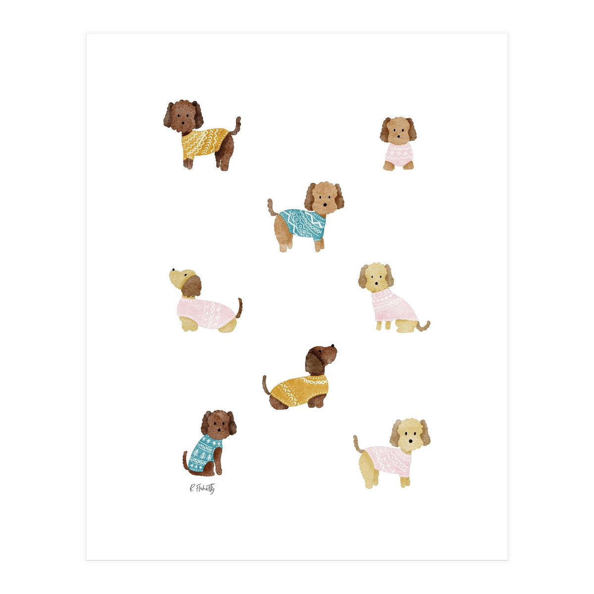 Cockapoo Dogs in Jumpers (Print Only)