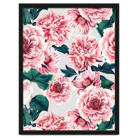 Pattern pink vintage peonies