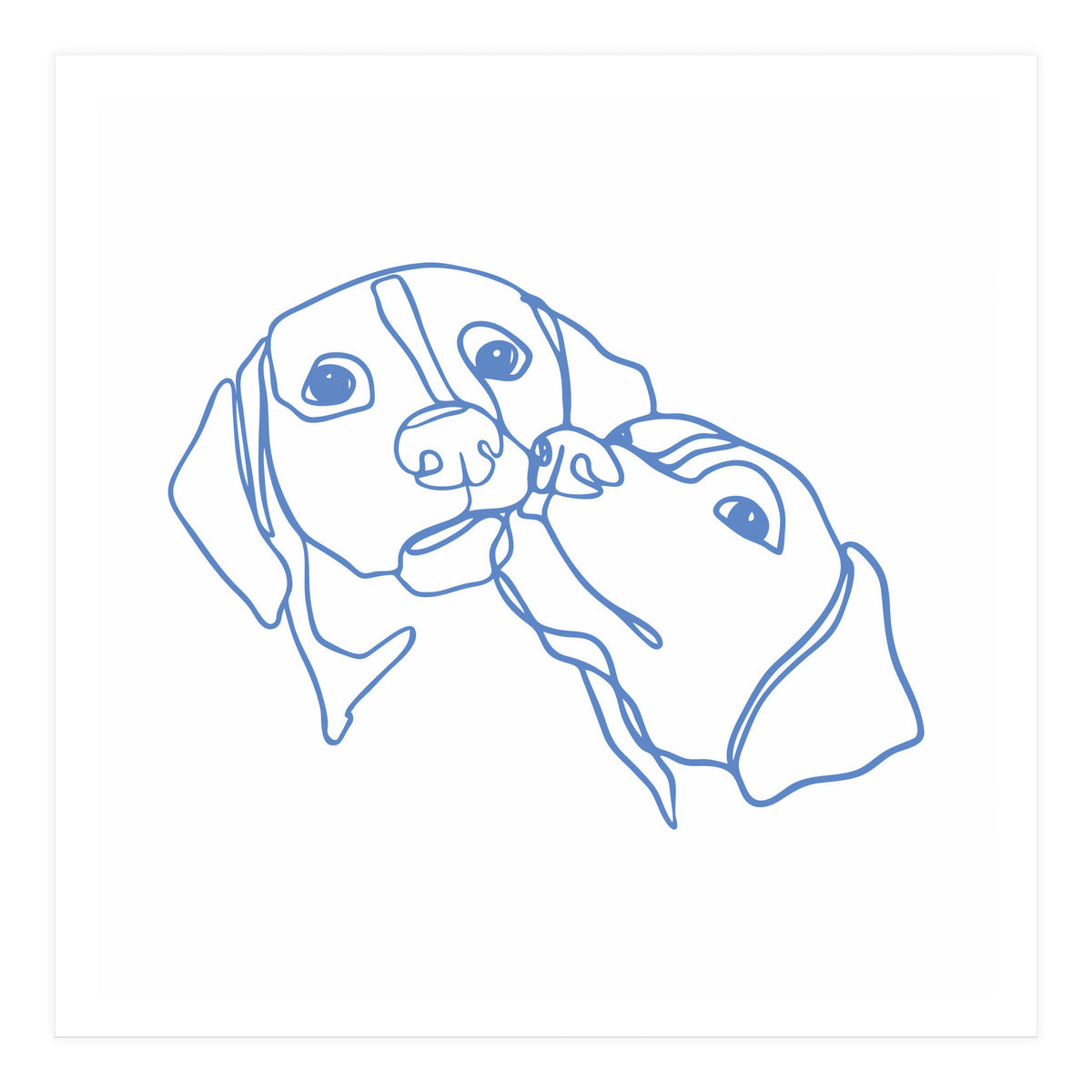 One Line Art Dogs Couple  (Print Only)