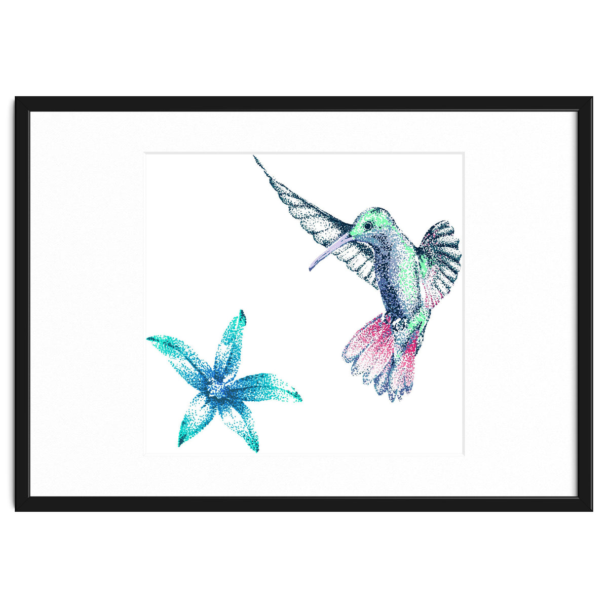 Green Hummingbird And Tropical Flower