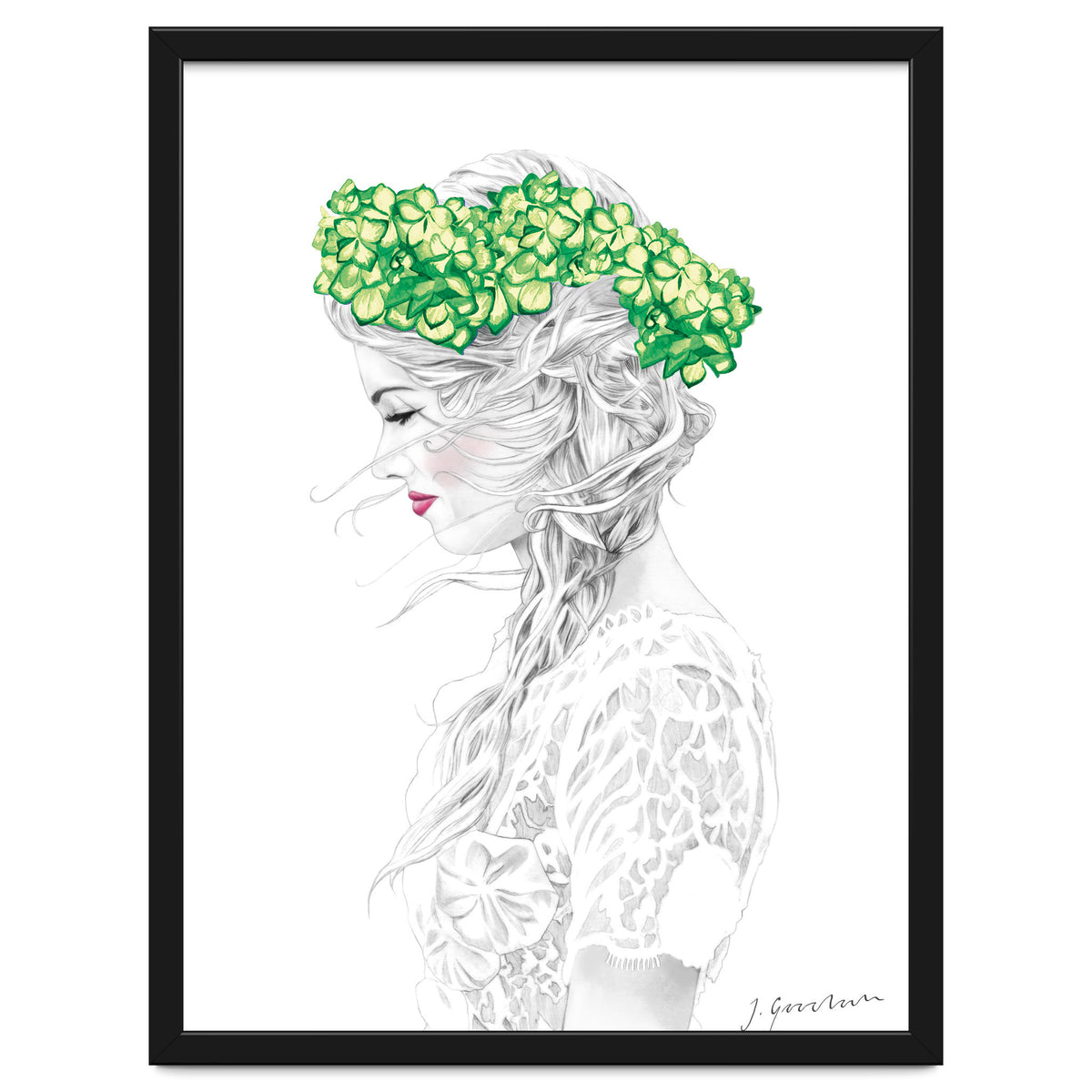 Green Hydrangea Girl