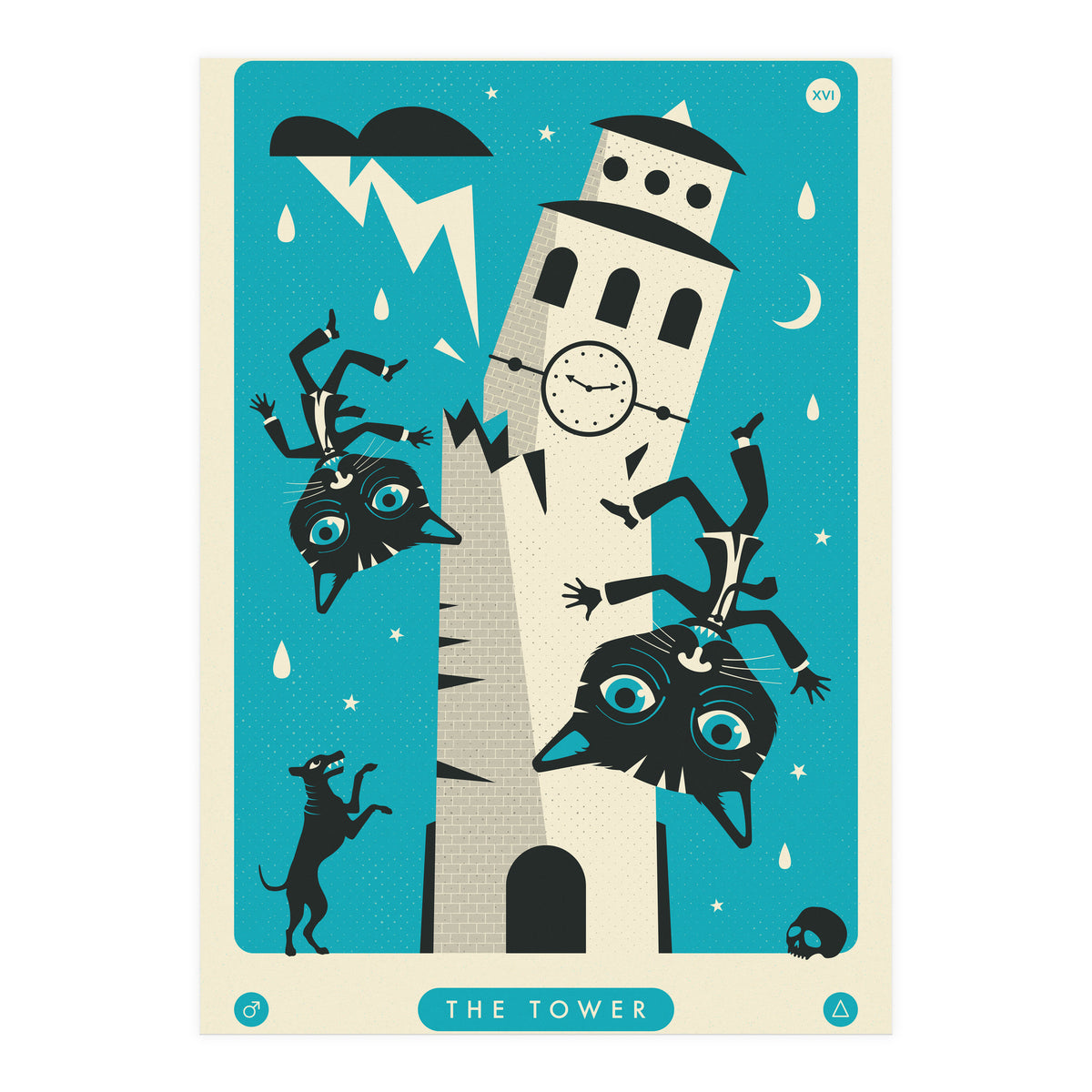 TAROT CARD CAT: THE TOWER (Print Only)