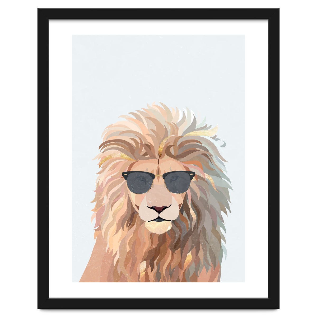 Lion Portrait earing sunglasses