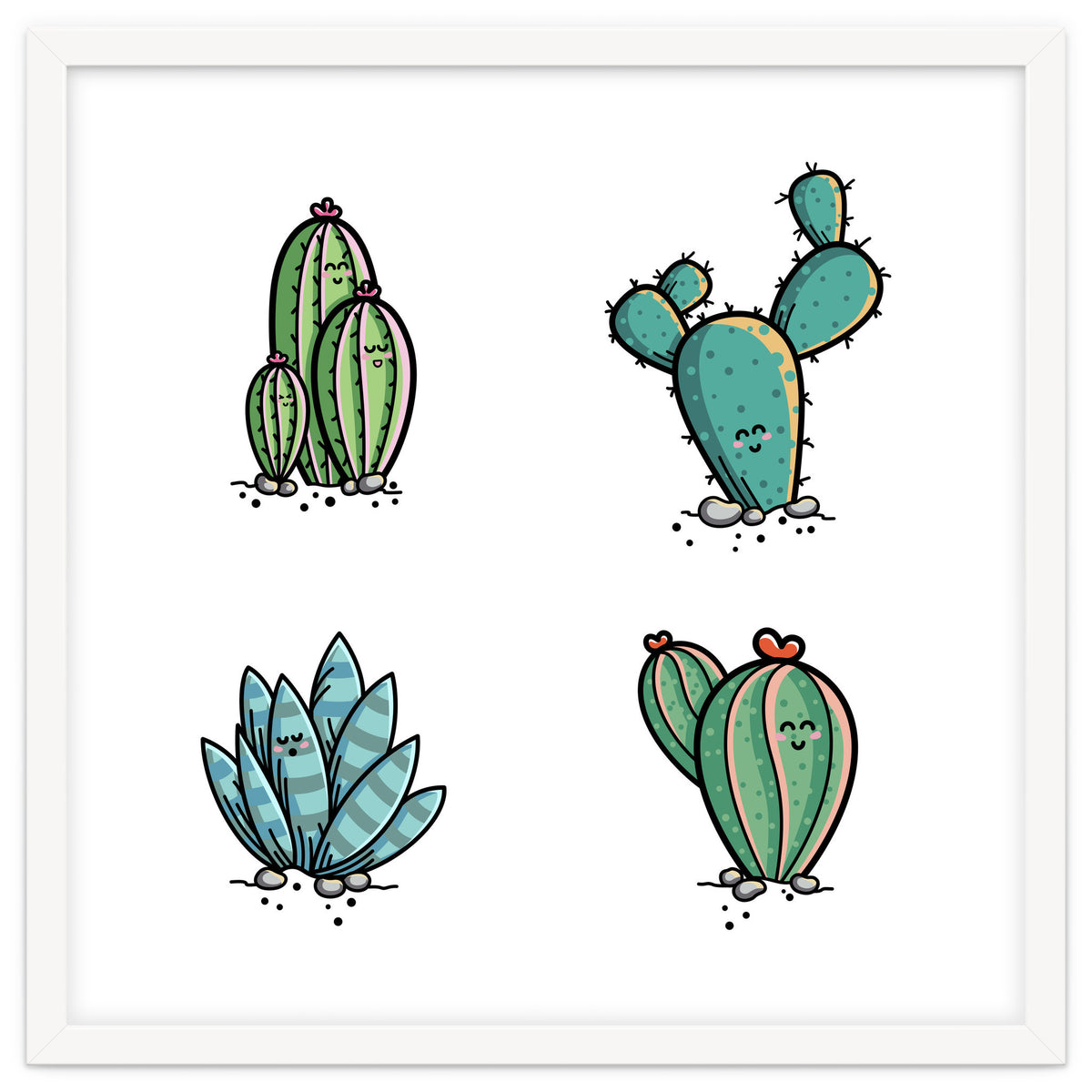 Kawaii Cute Cacti Desert Plants