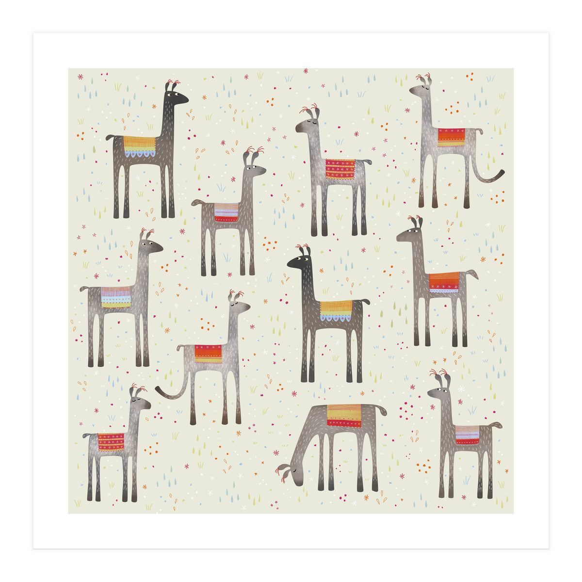 Llamas in a Meadow (Print Only)
