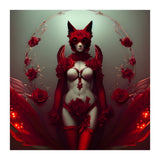 Red Floral Fox Vixen in Lingerie with Roses (Print Only) thumbnail