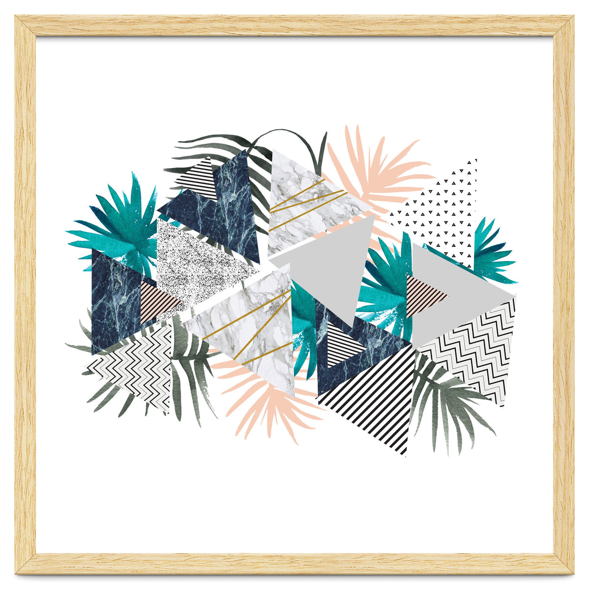 Abstract of geometric patterns with plants and marble I