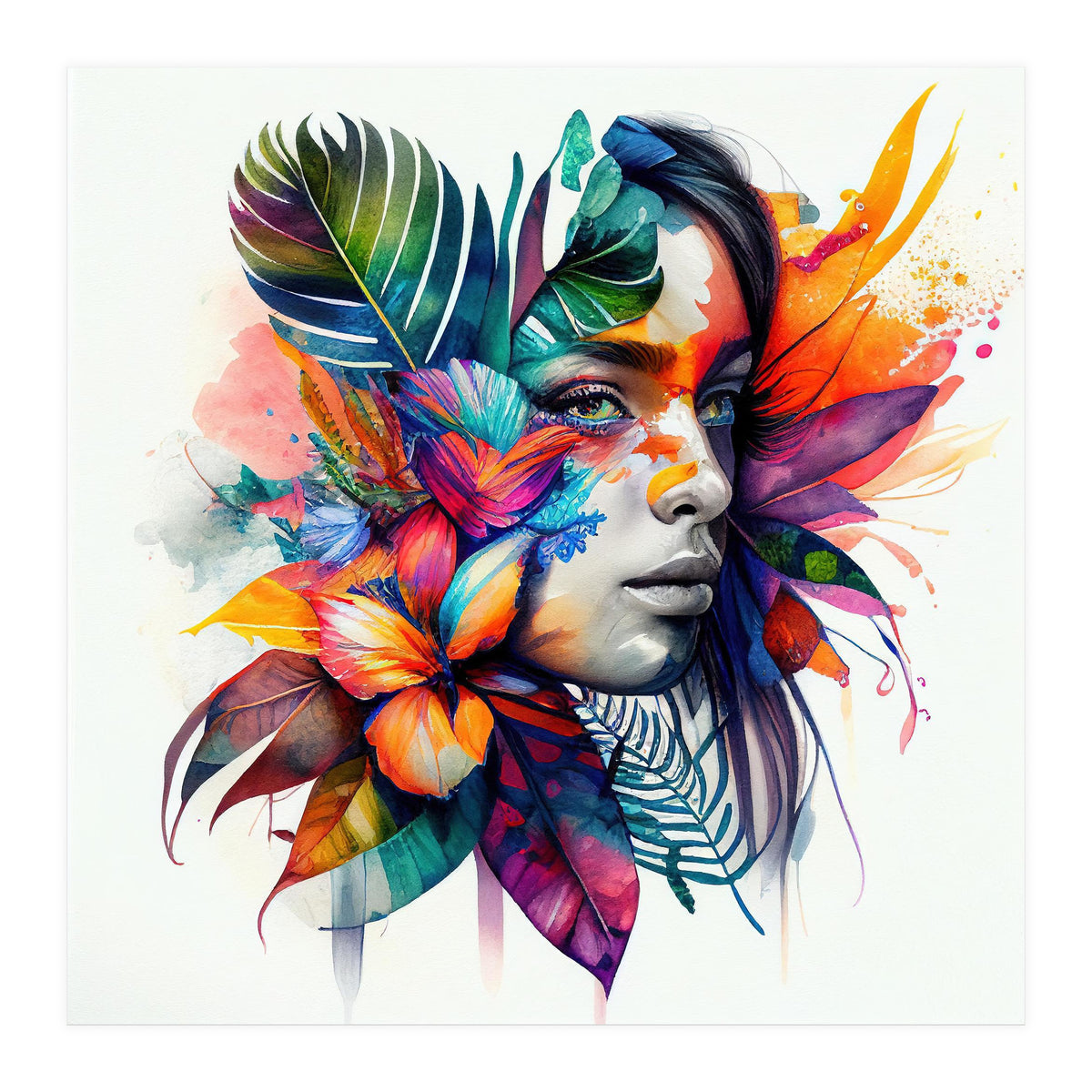 Watercolor Native Woman #1 (Print Only)