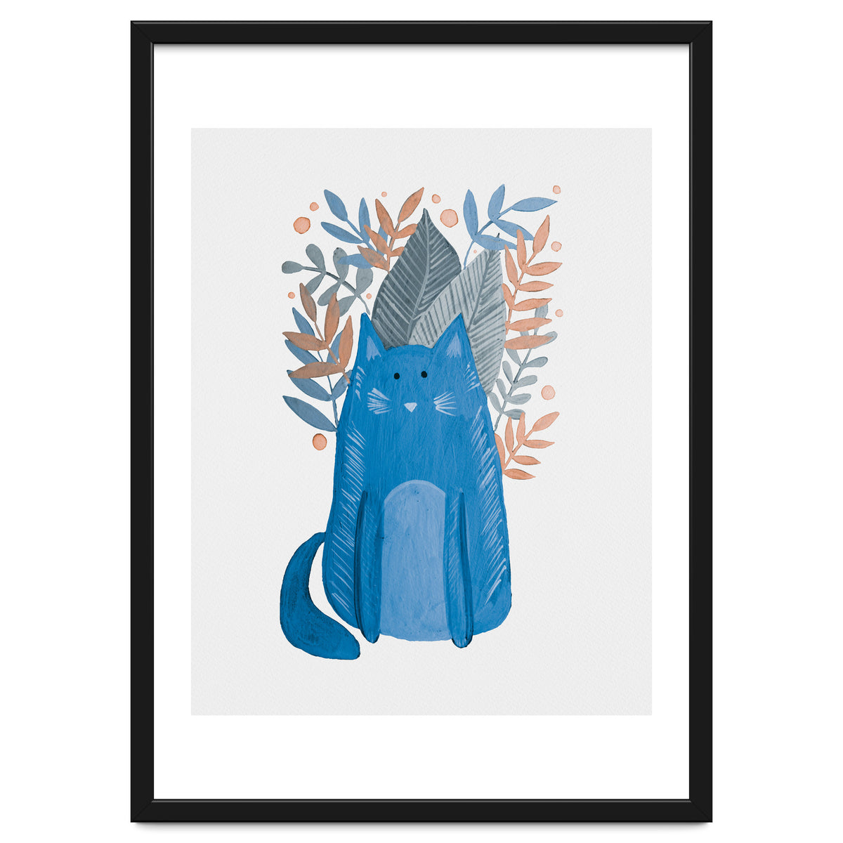 Cute blue cat and branches