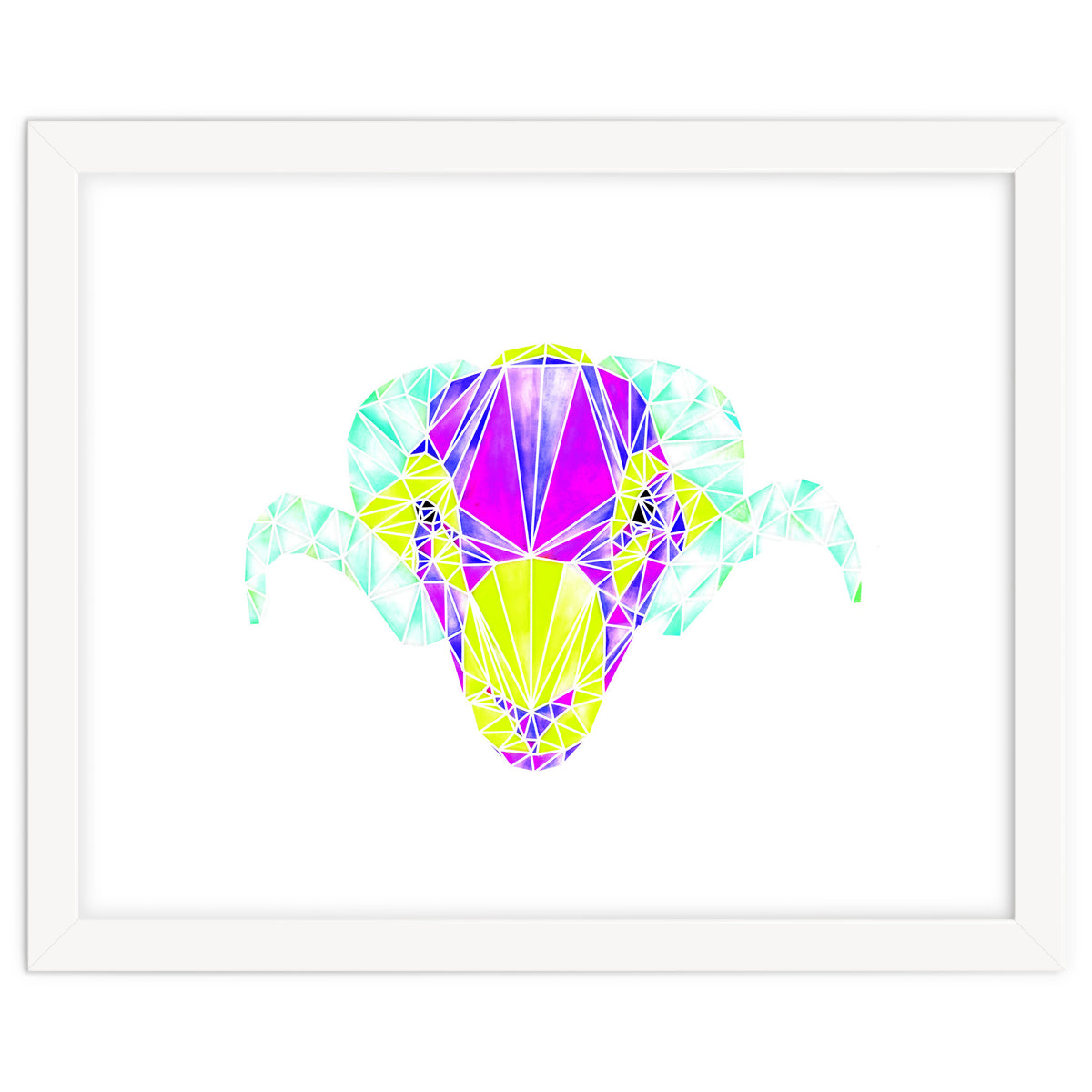 Colourful Geometric Swaledale Sheep Tup with White Lines