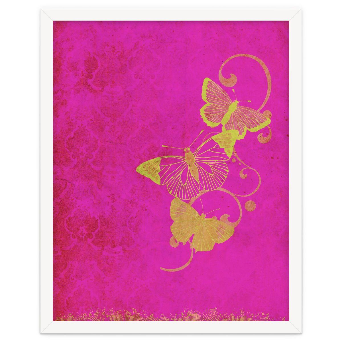 Yellow Butterflies on Pink