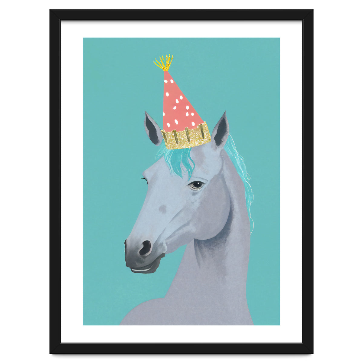 Horse with Party Hat Portrait