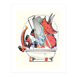 Dinosaur Triceratops in the Shower, funny bathroom humour (Print Only) thumbnail