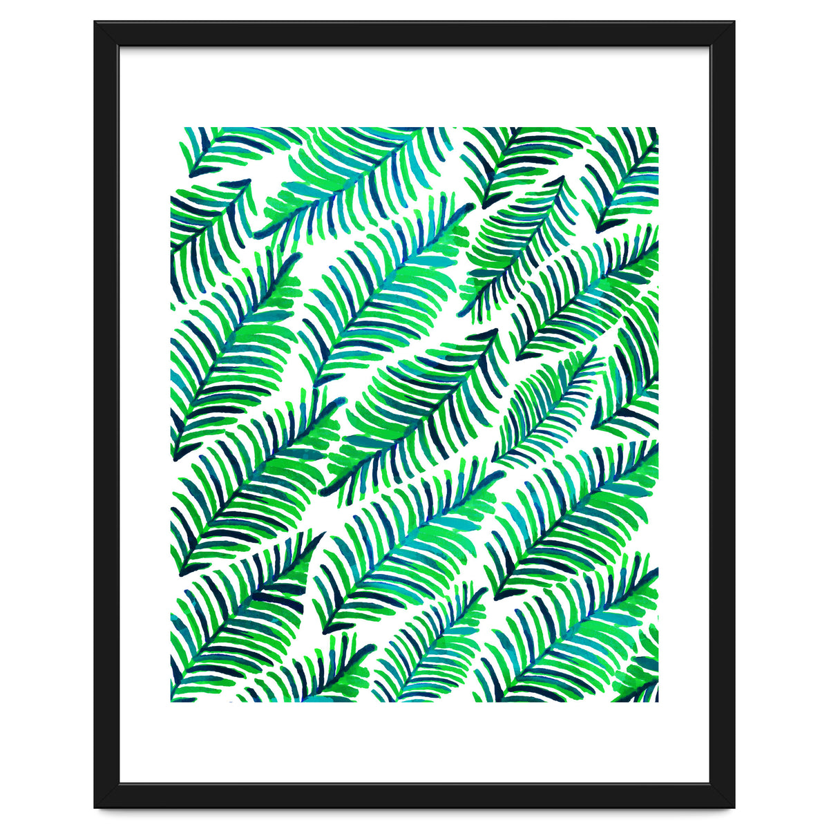 Palm Solace | Tropical Botanical Plants Nature Hand-Painted Watercolor Painting Bohemian Lush Green